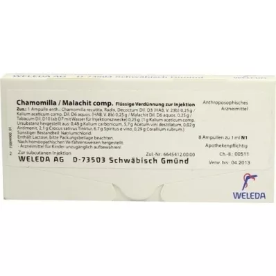 CHAMOMILLA/MALACHIT comp. ampolas, 8X1 ml CHAMOMILLA/MALACHIT comp. ampolas, 8X1 ml