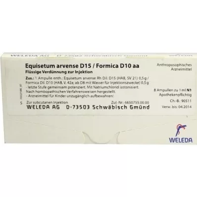 EQUISETUM ARVENSE Ampolas D 15/Fórmica D 10 aa, 8X1 ml EQUISETUM ARVENSE Ampolas D 15/Fórmica D 10 aa, 8X1 ml