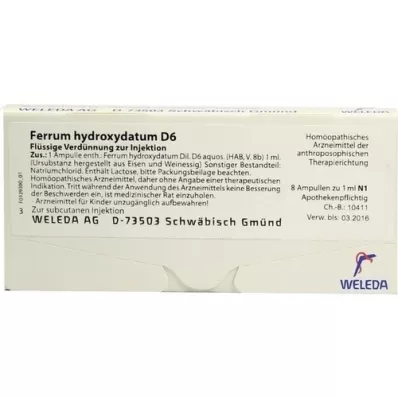 FERRUM HYDROXYDATUM D 6 ampolas, 8X1 ml