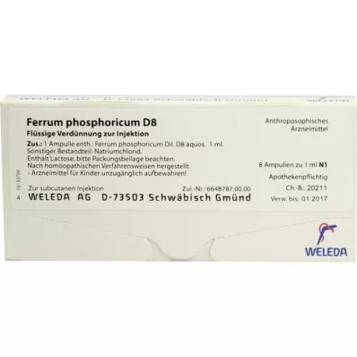 FERRUM PHOSPHORICUM D 8 ampolas, 8X1 ml FERRUM PHOSPHORICUM D 8 ampolas, 8X1 ml