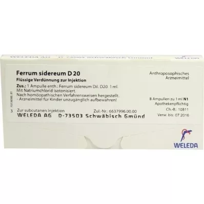 FERRUM SIDEREUM D 20 ampolas, 8X1 ml