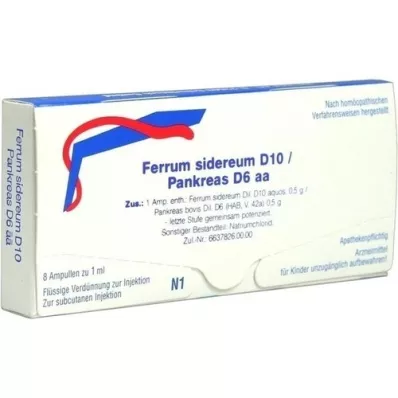 FERRUM SIDEREUM Ampolas D 10/Pâncreas D 6 aa, 8X1 ml FERRUM SIDEREUM Ampolas D 10/Pâncreas D 6 aa, 8X1 ml