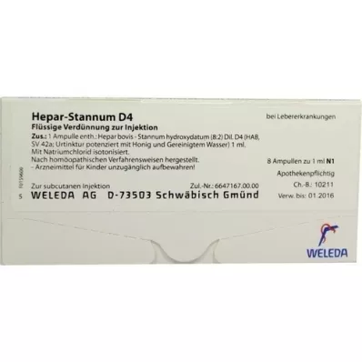 HEPAR STANNUM D 4 ampolas, 8 unid