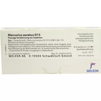 MERCURIUS AURATUS D 15 ampolas, 8X1 ml