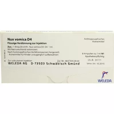 NUX VOMICA D 4 ampolas, 8X1 ml NUX VOMICA D 4 ampolas, 8X1 ml