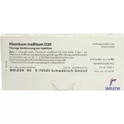 PLUMBUM MELLITUM D 20 ampolas, 8X1 ml