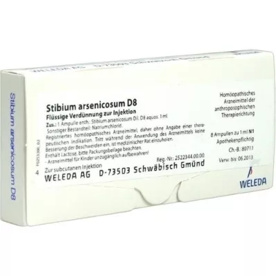STIBIUM ARSENICOSUM D 8 ampolas, 8X1 ml
