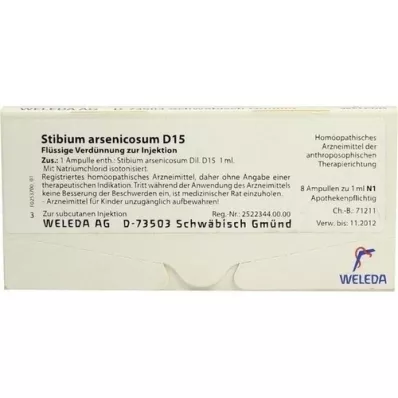 STIBIUM ARSENICOSUM D 15 ampolas, 8X1 ml