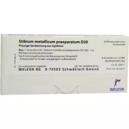 STIBIUM METALLICUM PRAEPARATUM D 20 ampolas, 8X1 ml