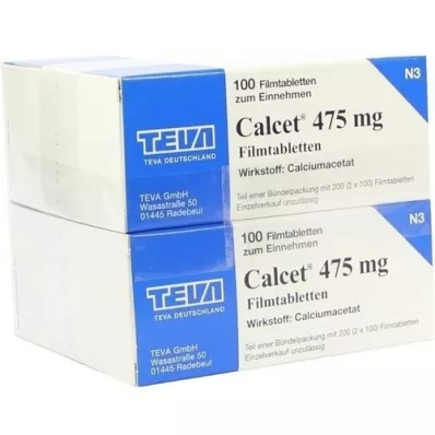 CALCET Comprimidos revestidos por película de 475 mg, 200 unidades CALCET Comprimidos revestidos por película de 475 mg, 200 unidades