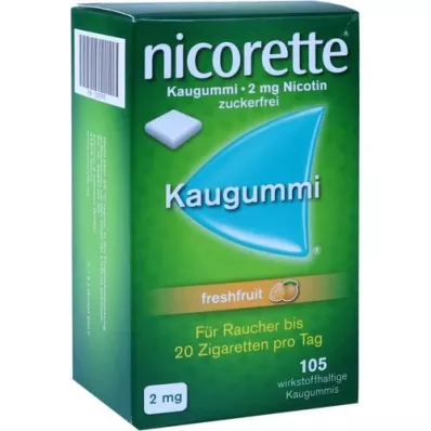 NICORETTE 2 mg de goma de mascar de frutas frescas, 105 peças NICORETTE 2 mg de goma de mascar de frutas frescas, 105 peças