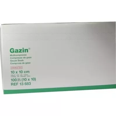 GAZIN Comp. de gaze. 10x10 cm estéril 16 dobras, 10x10 peças GAZIN Comp. de gaze. 10x10 cm estéril 16 dobras, 10x10 peças