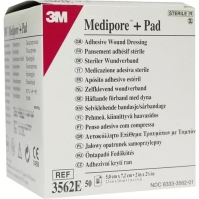 MEDIPORE Curativo estéril Plus Pad 3562E, 50 unidades MEDIPORE Curativo estéril Plus Pad 3562E, 50 unidades