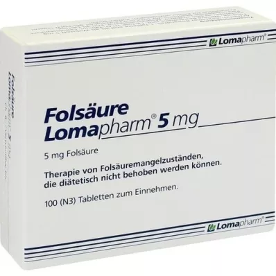 FOLSÄURE LOMAPHARM comprimidos de 5 mg, 100 unidades FOLSÄURE LOMAPHARM comprimidos de 5 mg, 100 unidades