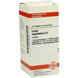 CARBO VEGETABILIS D 6 comprimidos, 80 unidades