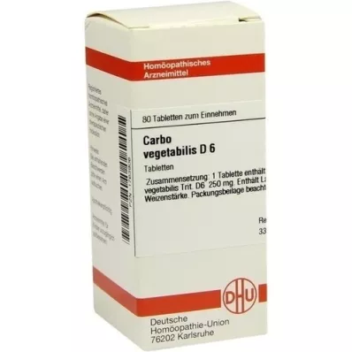 CARBO VEGETABILIS D 6 comprimidos, 80 unidades CARBO VEGETABILIS D 6 comprimidos, 80 unidades