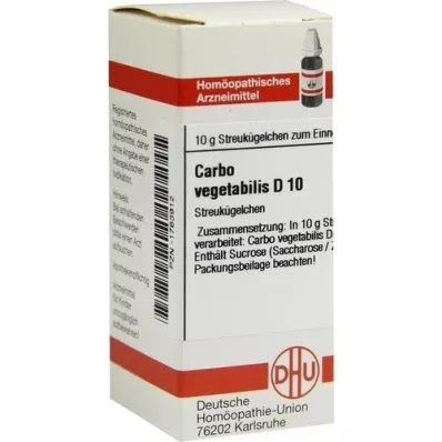 CARBO VEGETABILIS D 10 glóbulos, 10 g