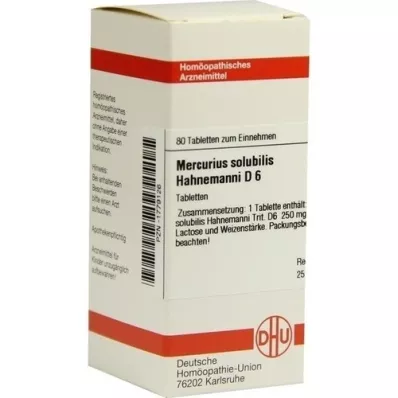 MERCURIUS SOLUBILIS Hahnemanni D 6 comprimidos, 80 unidades MERCURIUS SOLUBILIS Hahnemanni D 6 comprimidos, 80 unidades