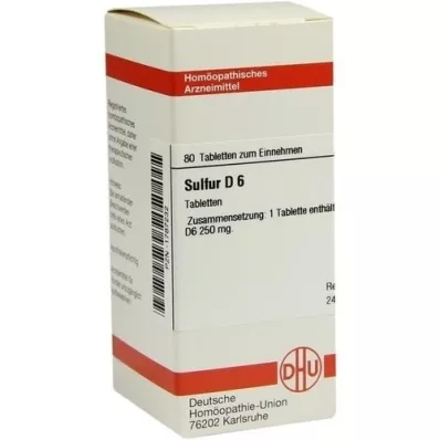 SULFUR D 6 comprimidos, 80 unidades
