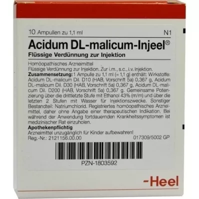 ACIDUM DL-ampolas malicum Injeel, 10 unid