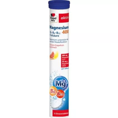 DOPPELHERZ Magnésio 400+B1+B6+B12+Ácido Fólico BTA, 15 unid