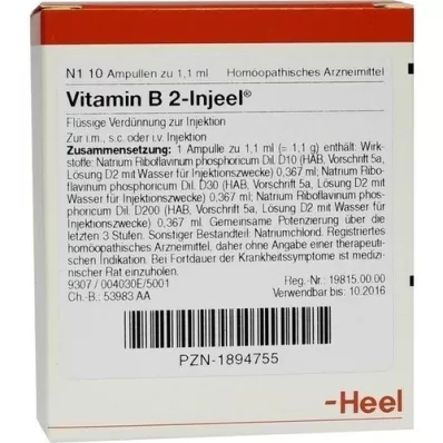 VITAMIN B2 INJEEL Ampolas, 10 unid VITAMIN B2 INJEEL Ampolas, 10 unid