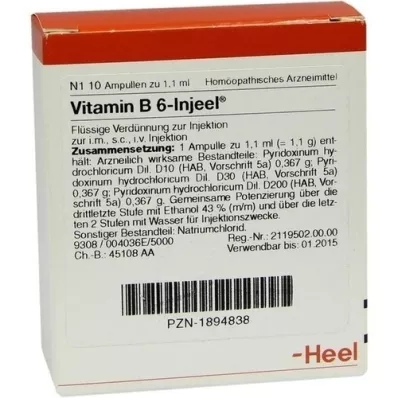 VITAMIN B6 INJEEL Ampolas, 10 unid VITAMIN B6 INJEEL Ampolas, 10 unid