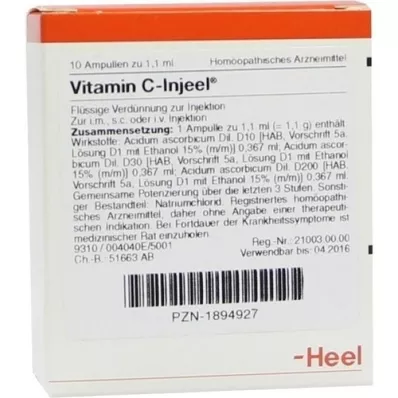 VITAMIN C INJEEL Ampolas, 10 unid