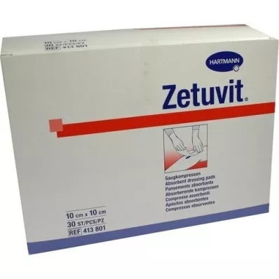ZETUVIT Compressas de sucção não estéreis 10x10 cm, 30 unid