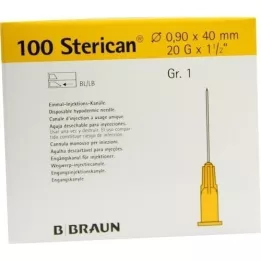 STERICAN Cânulas Luer-Lok 0,90x40 mm tamanho 1 amarelo, 100 peças