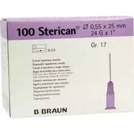 STERICAN Cânulas Luer-Lok 0,55x25 mm tamanho 17 roxo, 100 peças