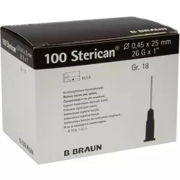STERICAN Cânulas Luer-Lok 0,45x25 mm tamanho 18 marrom, 100 peças