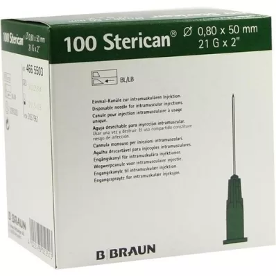 STERICAN Cânulas 21 Gx2 0,8x50 mm, 100 peças