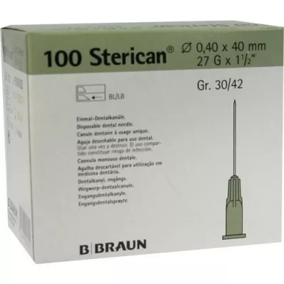 STERICAN Lata dentária Luer 0,4x40 mm, 100 un STERICAN Lata dentária Luer 0,4x40 mm, 100 un