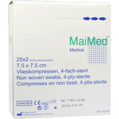 VLIESKOMPRESSEN 7,5x7,5 cm estéril, 25X2 peças