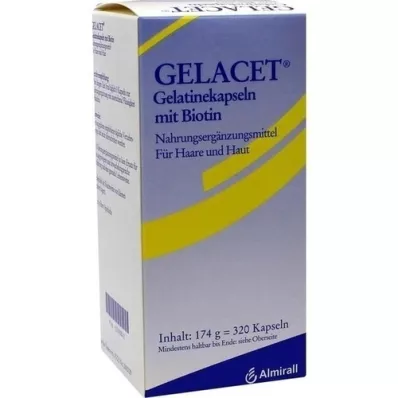 GELACET Cápsulas de gelatina com biotina, 320 peças GELACET Cápsulas de gelatina com biotina, 320 peças