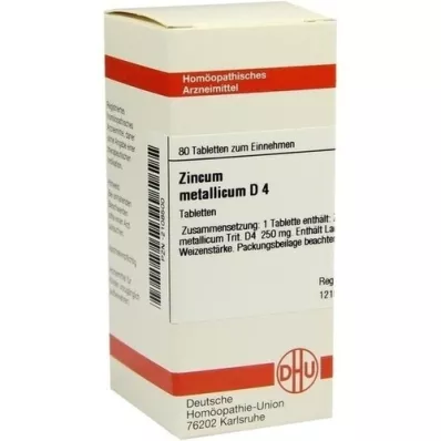 ZINCUM METALLICUM D 4 comprimidos, 80 unidades