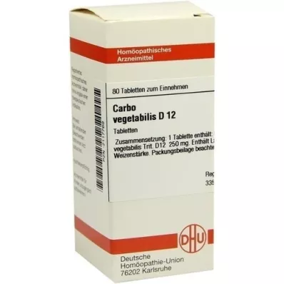 CARBO VEGETABILIS D 12 comprimidos, 80 unidades CARBO VEGETABILIS D 12 comprimidos, 80 unidades