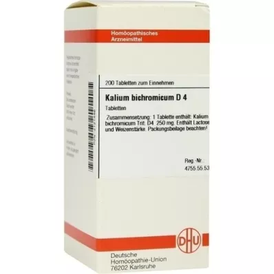 KALIUM BICHROMICUM D 4 comprimidos, 200 unidades