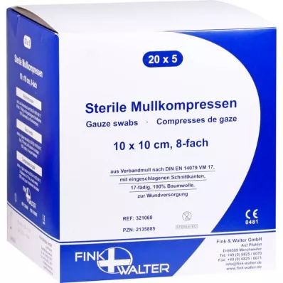 MULLKOMPRESSEN 10x10 cm estéril 8 vezes, 20X5 unid MULLKOMPRESSEN 10x10 cm estéril 8 vezes, 20X5 unid