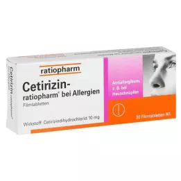 CETIRIZIN-ratiopharm para alergias comprimido de filme de 10 mg, 20 unidades