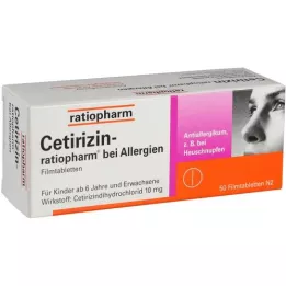 CETIRIZIN-ratiopharm para alergias comprimido de filme de 10 mg, 50 unidades