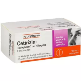 CETIRIZIN-ratiopharm para alergias comprimido de filme de 10 mg, 100 unidades