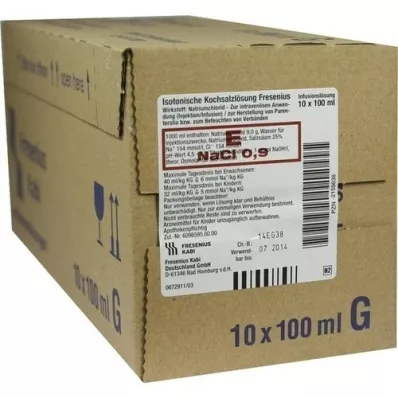 KOCHSALZLÖSUNG Frasco de vidro 0,9% Fresenius, 10X100 ml KOCHSALZLÖSUNG Frasco de vidro 0,9% Fresenius, 10X100 ml