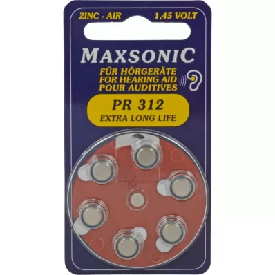 BATTERIEN para aparelhos auditivos Maxsonic PR312, 6 peças