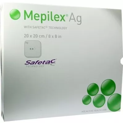 MEPILEX Curativo de espuma Ag 20x20 cm estéril, 5 unid MEPILEX Curativo de espuma Ag 20x20 cm estéril, 5 unid
