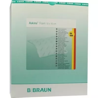 ASKINA Curativo de espuma hidratante 10x10 cm antiaderente estéril, 10 un