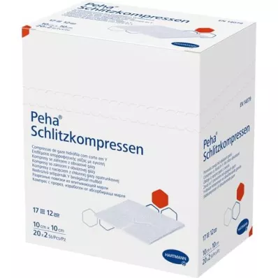 PEHA SCHLITZKOMPRESSEN 10x10 cm estéril, 20X2 peças