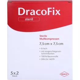 DRACOFIX PEEL Compressas 7,5x7,5 cm estéreis 8 vezes, 5X2 unid