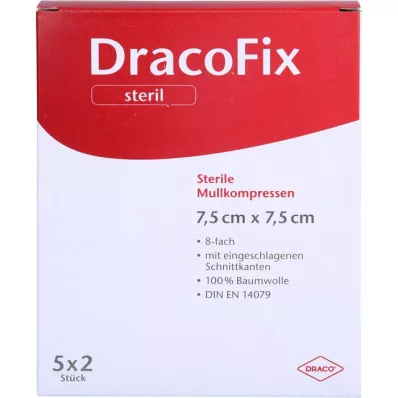 DRACOFIX PEEL Compressas 7,5x7,5 cm estéreis 8 vezes, 5X2 unid DRACOFIX PEEL Compressas 7,5x7,5 cm estéreis 8 vezes, 5X2 unid
